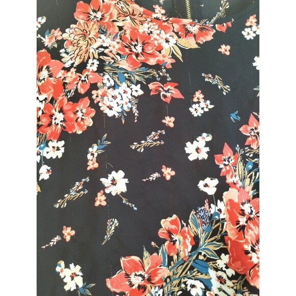 Top Size XXL Zip Back Dolman Sleeve Tunic Blouse Peach Blue Floral Autumn Winter - Picture 9 of 11